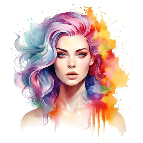 Premium Ai Image Colorful Watercolor Abstract Woman Portrait