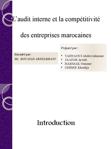 Laudit Interne Et La Compétitivité Des Entreprises Marocaines Pdf Audit Audit Interne