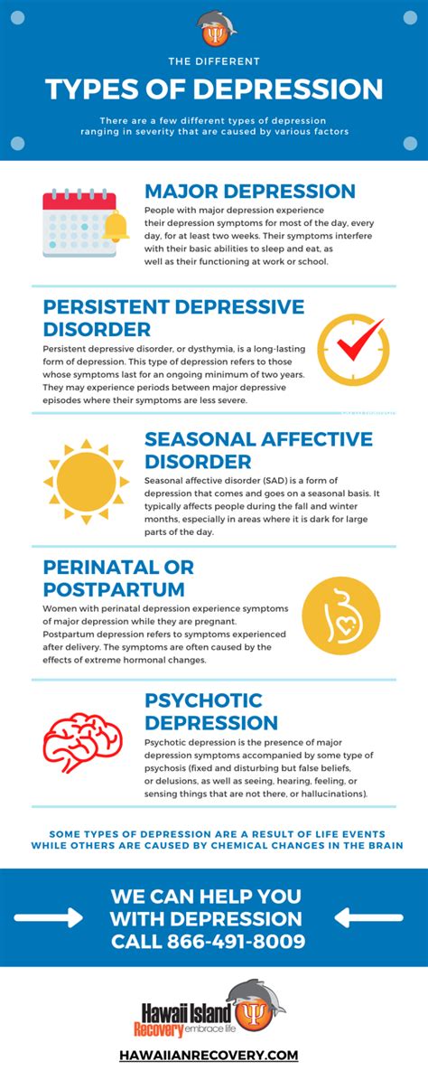 Types Of Depression Infographic Hawaii Island Recovery Addiction