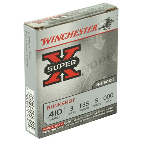 winchester super x 410 gauge 3 000 buckshot 5 pellets 5 round box