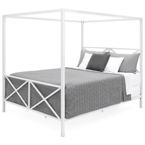 Beds & bed frames └ beds & mattresses └ home & garden furniture └ home & garden all categories antiques art automotive baby books business & industrial cameras & photo cell phones skip to page navigation. Queen size Modern Canopy Bed Frame in White Metal Finish