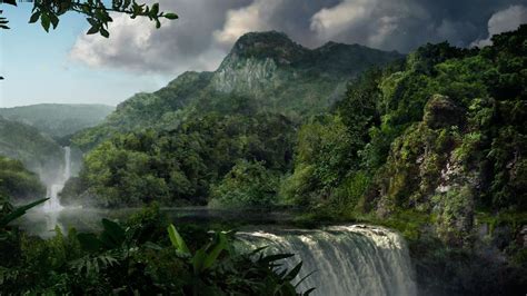 Waterfall In Rainforest Hd Wallpaper Background Image 1920x1080