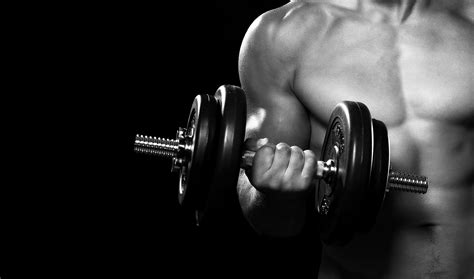 Grayscale Photo Of Man Holding Dumbbell Wallpaper Man Fitness Gym