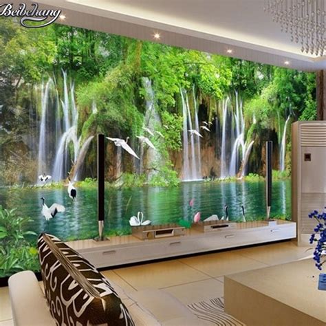 Beibehang Custom Wallpaper Natural Landscape Waterfall 3d Living Room