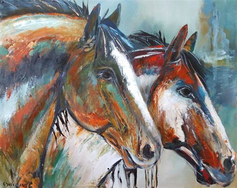 Massive original painting on plexiglass by robert loughlin. 'Two Peas' original contemporary acrylic horse painting ...