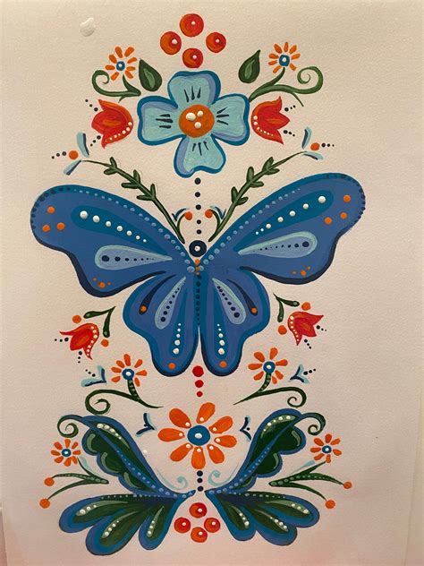 Scandinavian Folk Art Butterfly Etsy