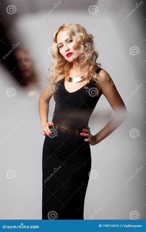 Beautiful Woman Model Posing In Elegant Dress Stock Photo Image Of