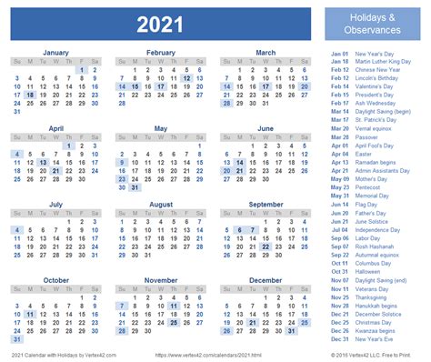 The dates of lunar phases in the northern hemisphere and southern hemisphere different, because the weather equivalents also different between the northern. Free Printable 2021 Calendar With Us Holidays ...