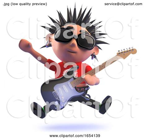 Performing Punk Rock Character In 3d Playing Electric Guitar By Steve