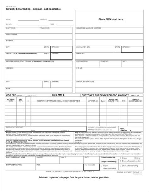 Bill Of Lading Template Business Templates Free Word Templates