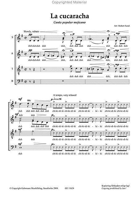 La Cucaracha By Robert Sund Sheet Music For Satb Choir Divisi Buy