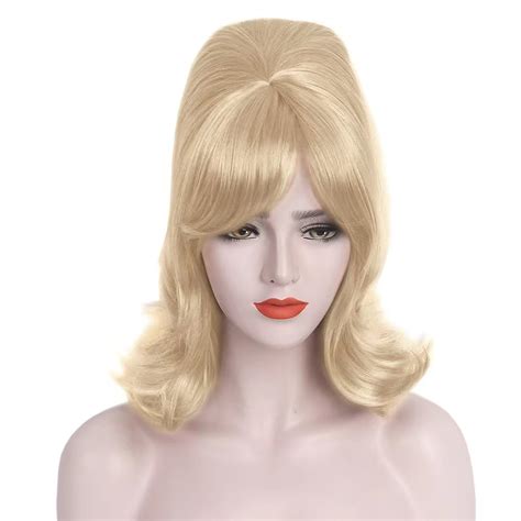1960s American Beehive Full Wig 16inch Blonde Wavy Wig For Girlwomen