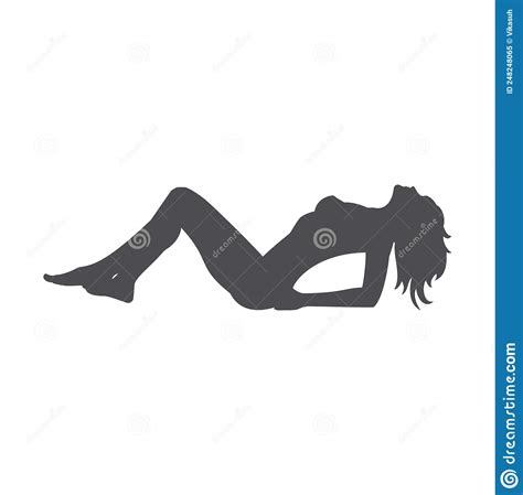 Naked Woman With Long Hair Lying Monochrome Silhouette Vector Illustration Stock Vector