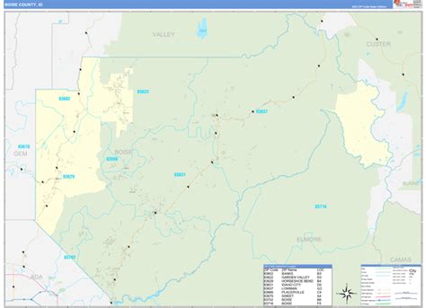 Boise County Id 5 Digit Zip Code Maps Basic