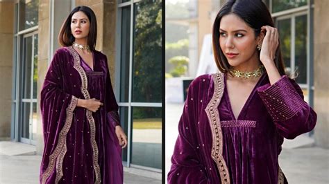 Sonam Bajwa In Simple And Pretty Gorgeous Purple Velvet Suit Have A