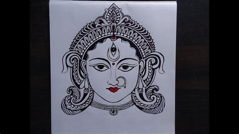 How To Draw Goddess Durga Face Line Drawing Navaratri Special Drawing