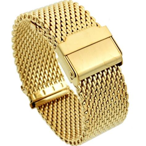 18mm Stainless Steel Mesh Milanese Watch Band Bracelet Color Gold Pvd