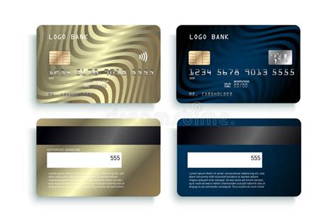 Luxury Credit Card Template Design Realistic Detailed Gold Credit