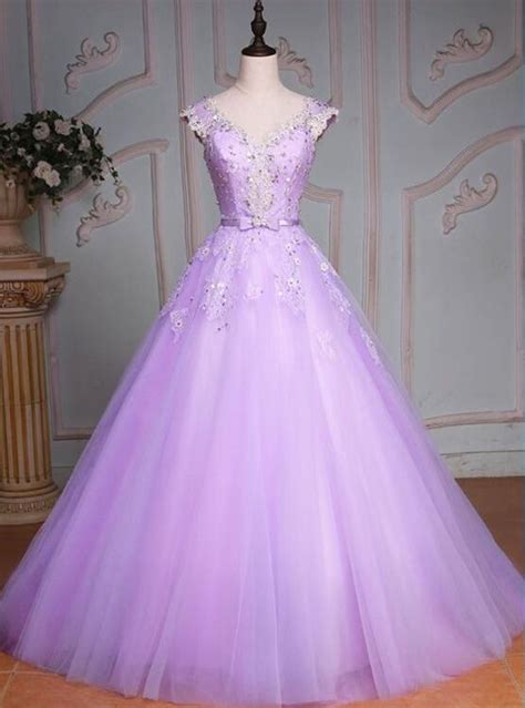 Light Purple Tulle Quinceanera Dress Long Ball Gown Sweet 16 Dress