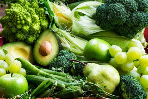 Fresh Green Vegetables And Fruits High Quality Food Images Creative