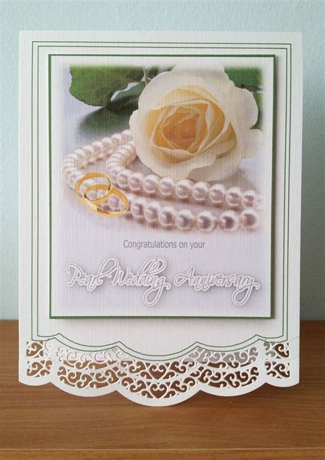 Pearl Wedding Anniversary Card Using Spellbinders Border Dies Free