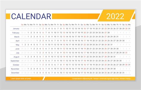 Calendario 2022 La Semana Comienza El Domingo Diseño De Calendario