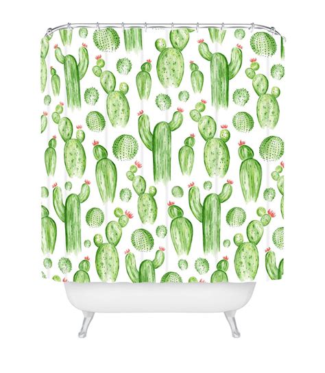 Cactus Shower Curtain Bathroom Decor Cactus Print Etsy