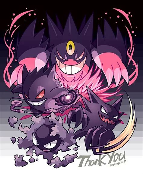 Gengar Mega And Pre Evolutions Ghost Pokemon Gengar Pokemon Dark