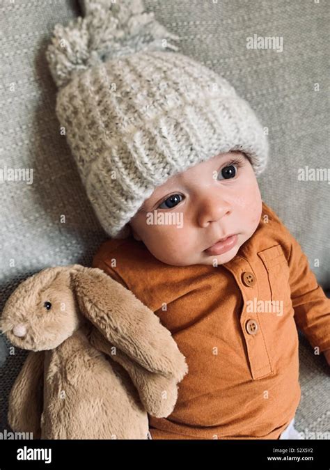 Cute Baby In Winter Hat Stock Photo Alamy