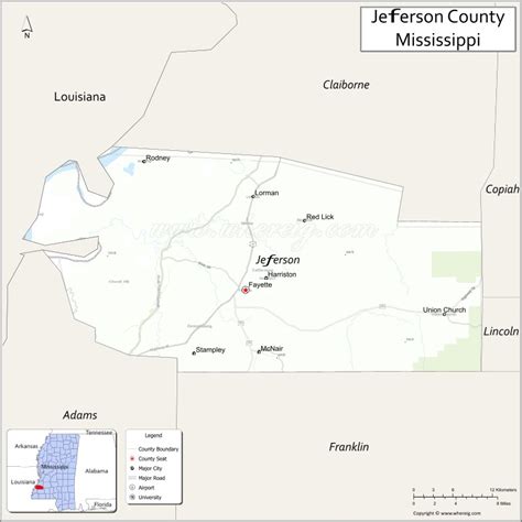 Map Of Jefferson County Mississippi Showing Cities Highways