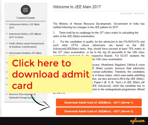 Jee main 2021 admit card will be available online on the official website jeemain.nta.nic.in. JEE Main Admit Card 2017 - Download JEE (Mains) 2017 Hall Ticket