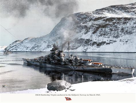 Dkm Battleship Tirpitz Anchored In The Kafjord Norway In March 1943