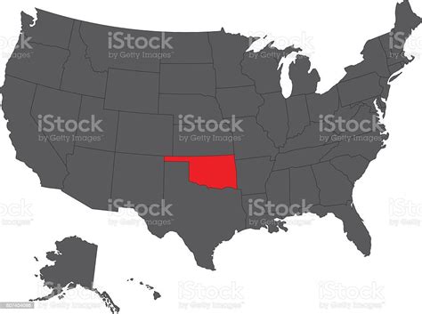 Oklahoma Red Map On Gray Usa Map Vector Stock Illustration Download