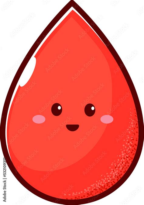 Cute Happy Smiling Blood Drop Cartoon Character Stock Illustration