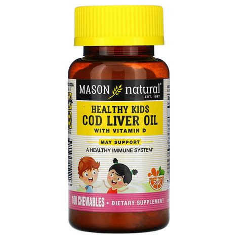 Mason Natural Healthy Kids Cod Liver Oil With Vitamin D Orange 100