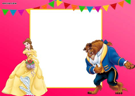 Free Printable Disney Beauty And The Beast Invitation Template