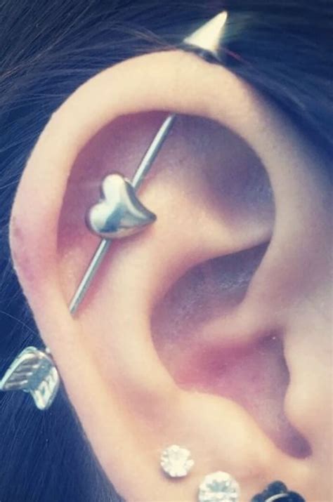 Qupid Heart Arrow Industrial Barbell Piercing In 2020 Ear Piercings