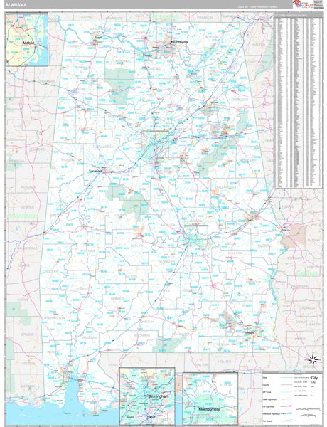 Alabama Wall Map Premium Style By Marketmaps Mapsales