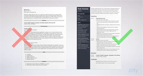 A cv for cleaning jobs needs to show you know how to safely and effectively handle cleaning chemicals and equipment and carry out all the specific cleaning tasks. Cleaner CV Example: How to Write a Cleaning CV