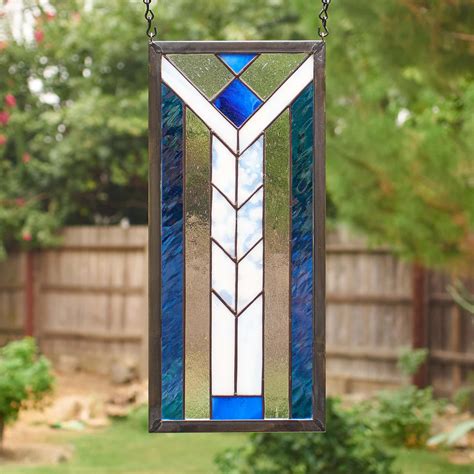 The dimensions with the frame are 18 x. Frank Lloyd Wright Inspired Stained Glass Window Panel ...