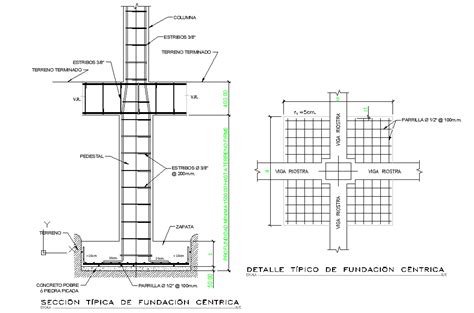 Foundation Plan And Section Autocad File Cadbull