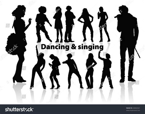 Dancing Singing Peoples Silhouette Isolated On Stock Vector Royalty Free 28402321 Shutterstock