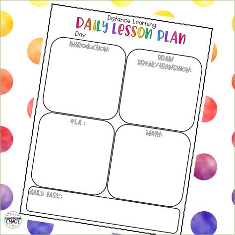 Free Printable Blank Daily Lesson Plan Template Resume Example Gallery