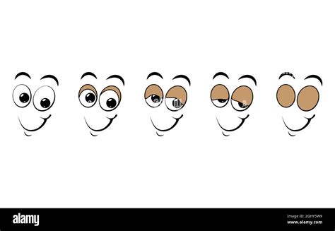 Blink Eye Animation Step Human Cartoon Face With Blinking Eyeball