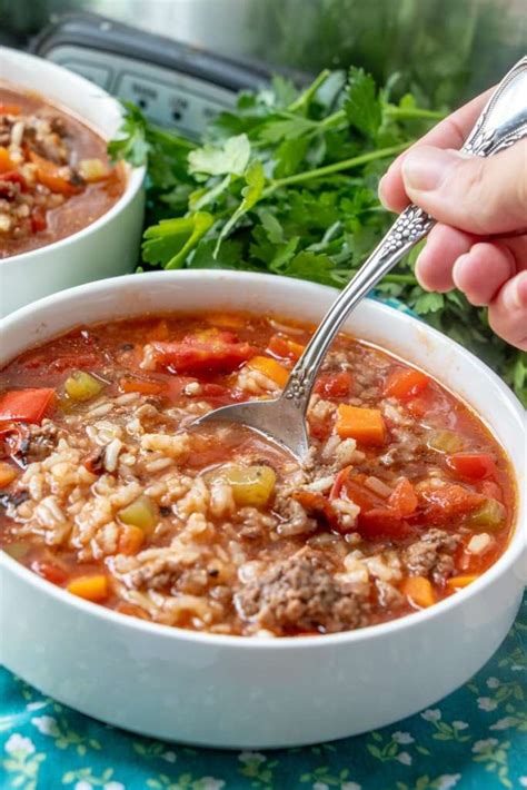 Slow Cooker Stuffed Pepper Soup Happy Healthy Mama