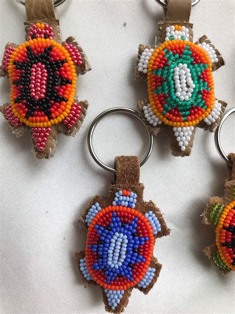 Beaded Turtle Keychain Handmade Native American Accessories Etsy