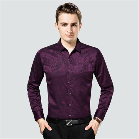 New 2017 Men Dress Shirt Fashion Long Sleeve Business Casual Printed