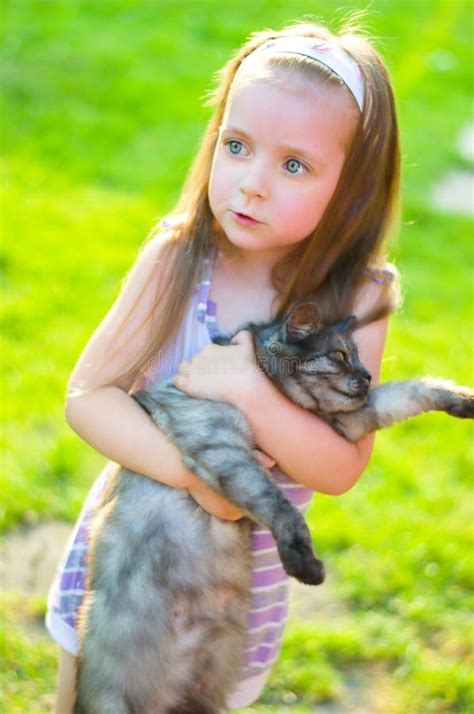 Child With Cats Stock Photo Image Of Little Childhood 34581826