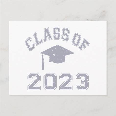 Class Of 2023 Graduation Grey 2 Announcement Postcard Au