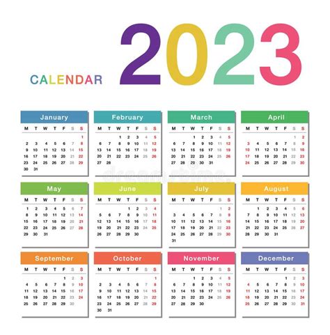 Colorful Year 2022 Calendar Horizontal Vector Design Template Simple